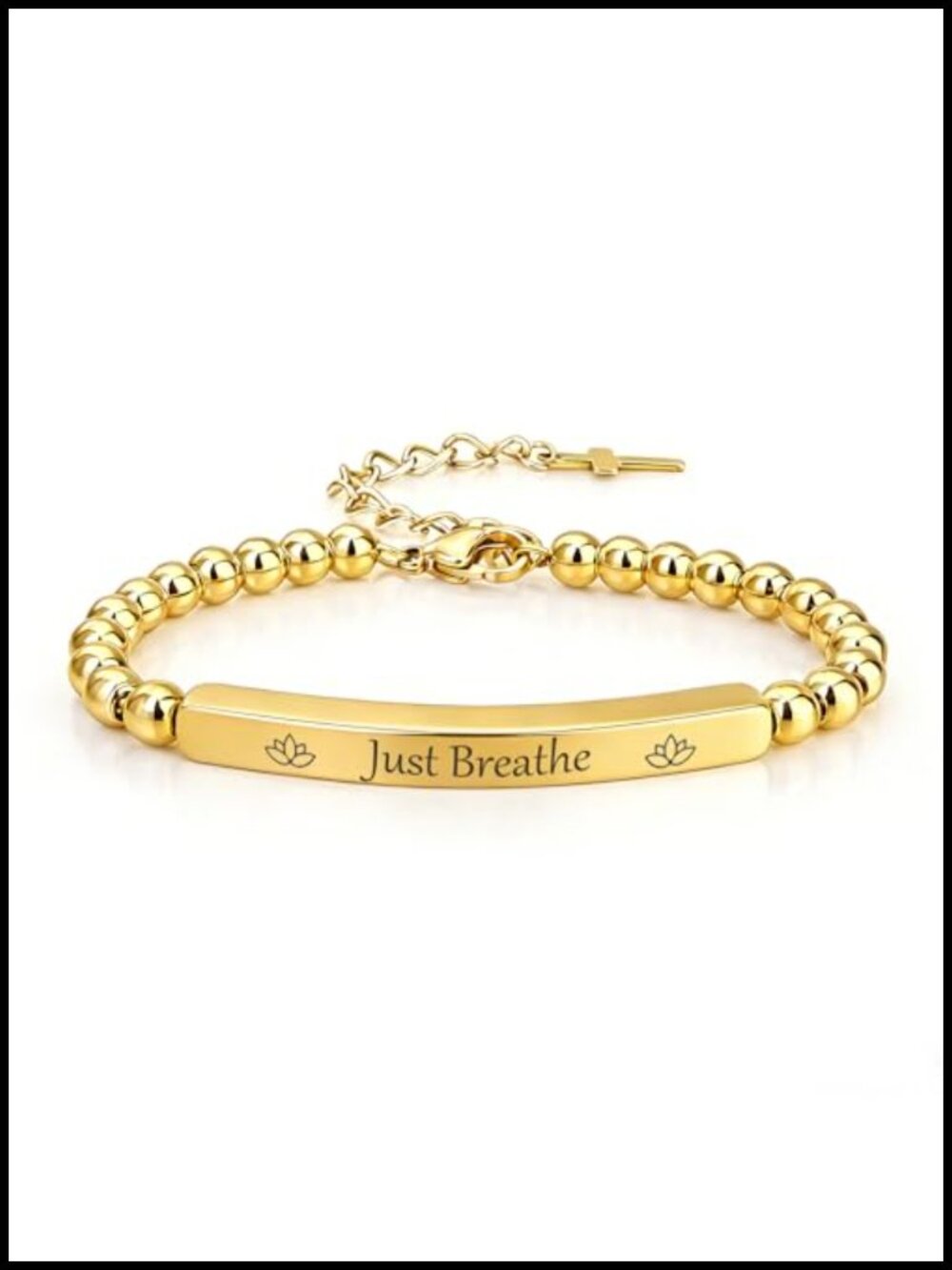 Stainless Steel Inspirational Christian Bracelet, Adjustable Chain, Cross Charm